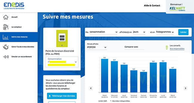 compte client enedis suivre mes consommations