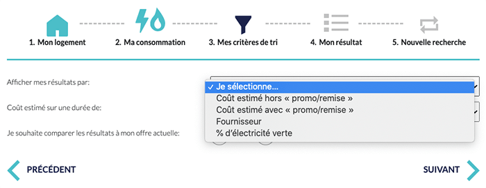 comparateur énergie info tri filtres