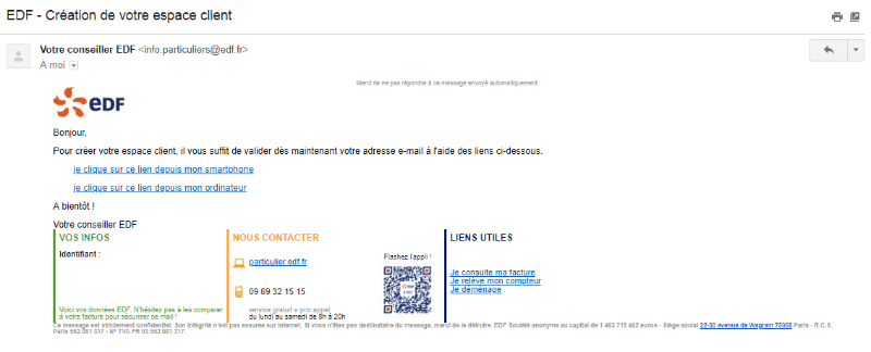 mail edf service client adresse