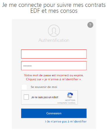 EDF mon compte espace client mot de passe oublié