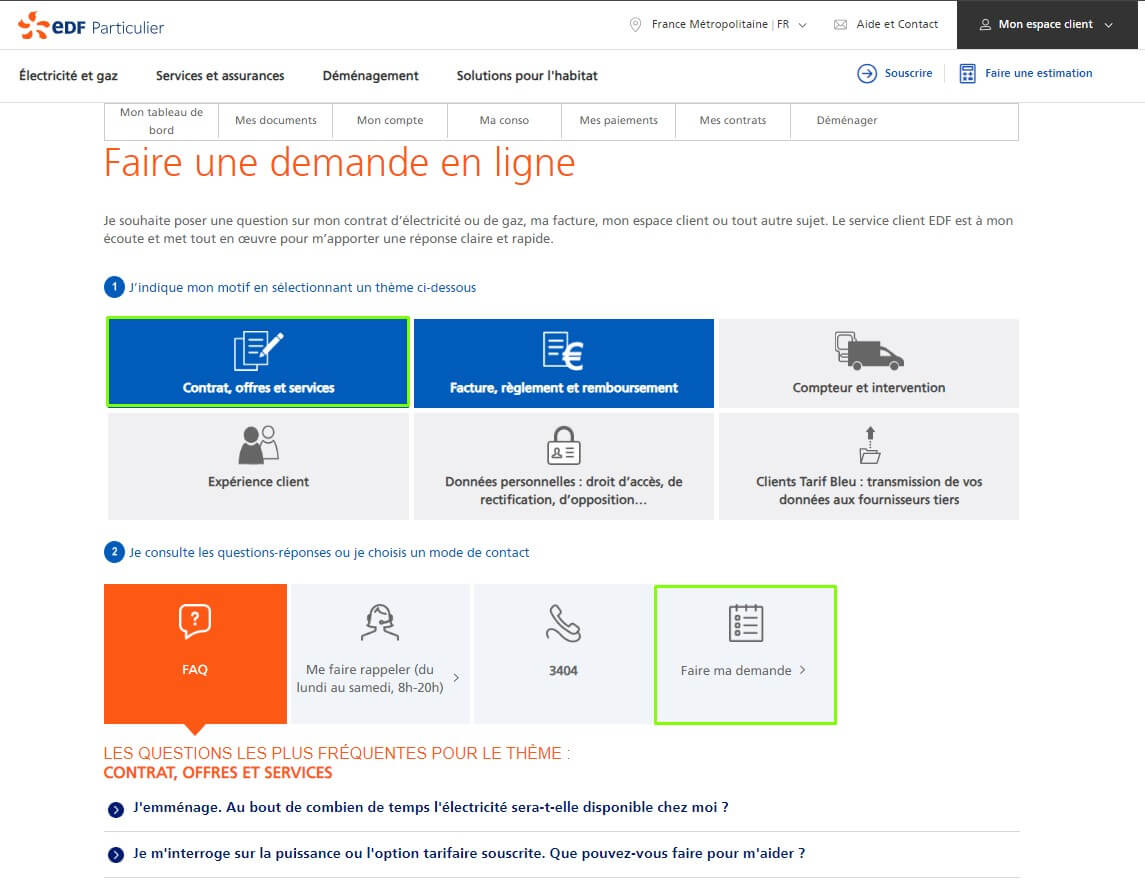 résilier EDF en ligne par email