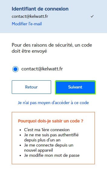 connexion à l'espace client mon compte EDF pour résilier en ligne avec code de sécurité