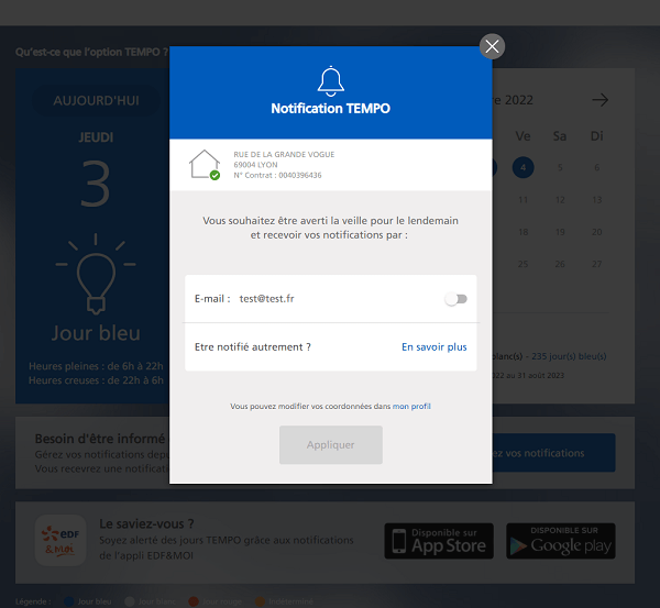 tempo edf alerte notification