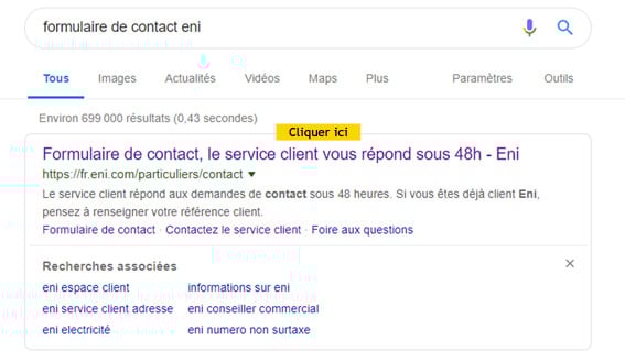 contacter le service client eni