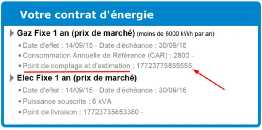 PCE sur la facture de gaz